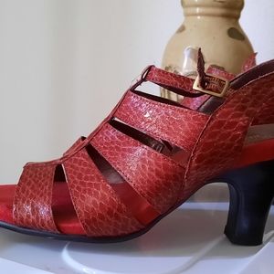 Red strapped sandals
